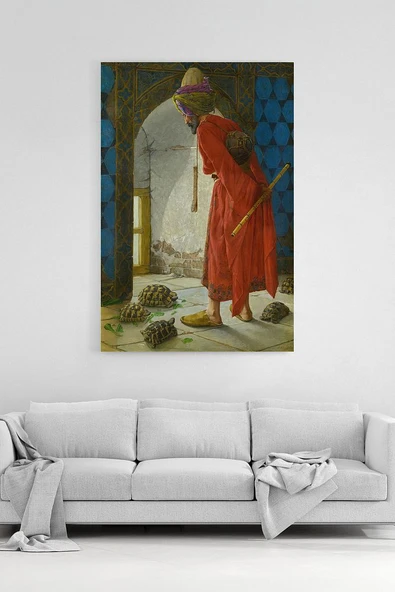 Kaplumbağa Terbiyecisi Tablosu Osman Hamdi Bey'in Eşsiz Eseri Premium %100 Pamuk Tuval - 1