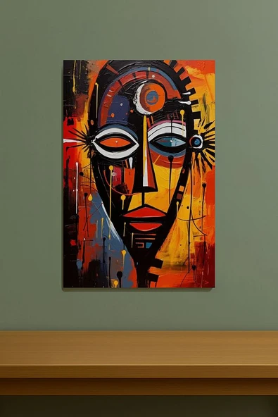 Soyut Afrika Maskesi Temalı Kanvas Tablo Modern Sanat Duvar Dekoru %100 Pamuk Kanvas - 4