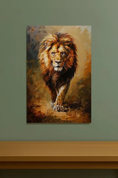Aslan Portresi Kanvas Tablo Yaban Hayatı Sanatı Duvar Dekoru %100 Pamuk Kanvas - 4