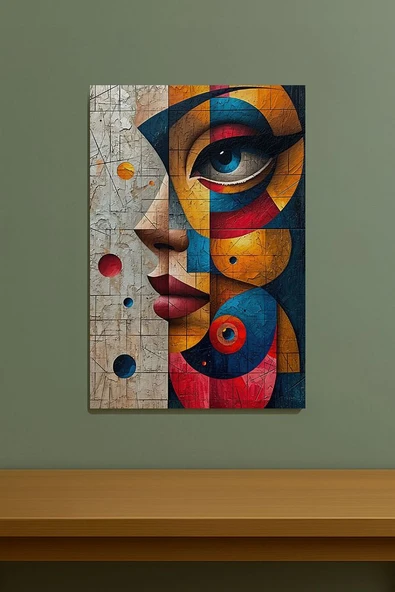 Soyut Kübik Kadın Portresi Kanvas Tablo Modern Sanat Duvar Dekoru %100 Pamuk Kanvas - 4