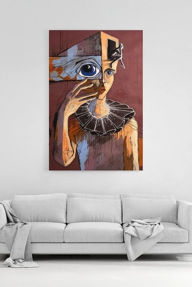 Çağdaş Sanat İnsan Figürü Kanvası Özgün ve Çarpıcı Ev Dekoru %100 Pamuk Kanvas - 1