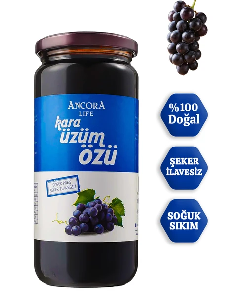 Kara Üzüm Özü Şeker İlavesiz Soğuk Sıkım 640 Gr