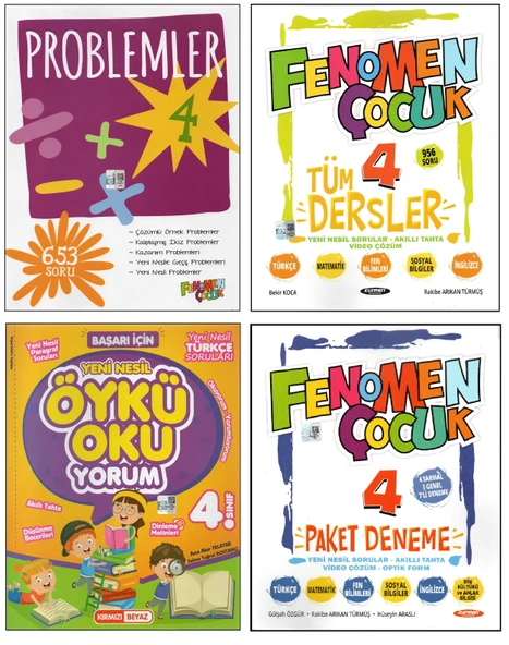FENOMEN 4. SINIF PROBLEMLER+TÜM DERSLER+FENOMEN Ç. PAKET D.+KIRMIZI BEYAZ ÖYKÜ OKUYORUM (4 KİTAP) ürün görseli