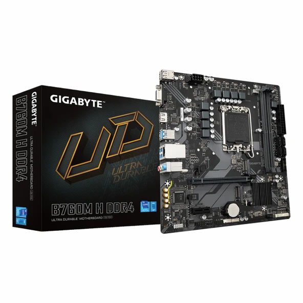 Gigabyte B760M H DDR4 (3200MHz)OC M.2 VGA/HDMI PCIe 4.0 1700P mATX Anakart ürün görseli 1
