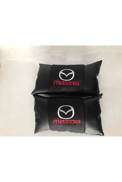 Mazda Uyumlu Nakışlı Deri 1 Çift Boyun Yastık Ve 1 Çift Kemer Pedi - Resim 2