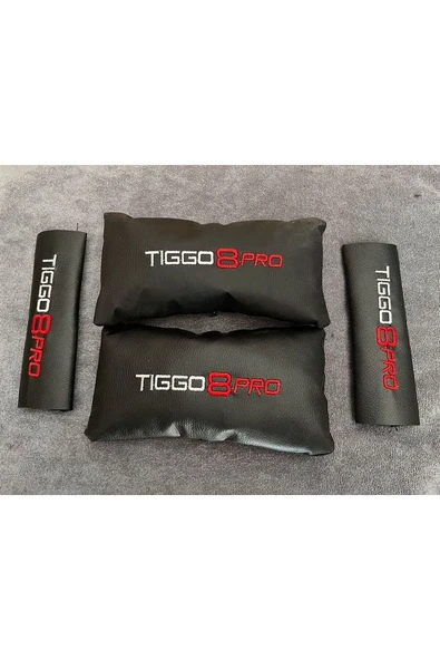 Chery Tiggo 8 Pro Nakışlı 2 Li Deri Boyun Yastığı Ve Kemer Pedi ürün görseli