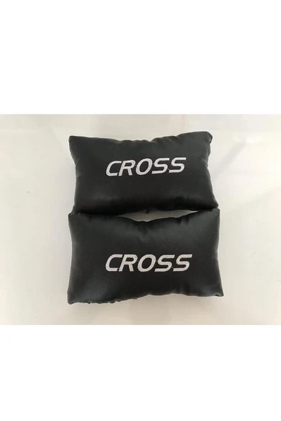 Fiat Egea Uyumlu Cross Nakışlı Deri Oto Boyun Yastığı Ve Kemer Pedi - Resim 2