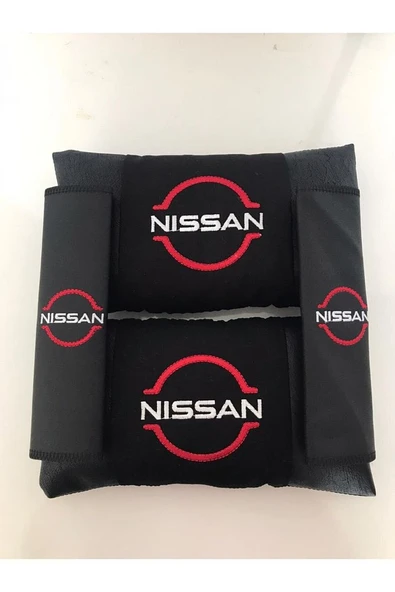 Nissan Nakışlı Deri 1 Çift Boyun Yastık Ve 1 Çift Kemer Pedi - Resim 2