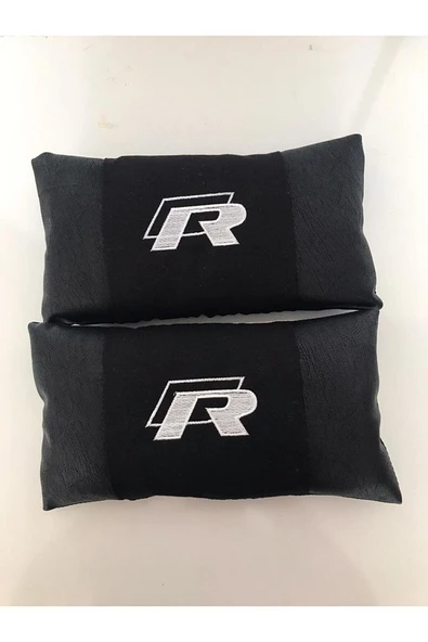 Golf Polo Passat Uyumlu R Nakışlı Deri 1 Çift Boyun Yastık Ve 1 Çift Kemer Pedi - Resim 4