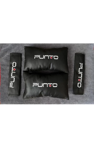 Fiat Punto Nakışlı Deri 1 Çift Boyun Yastık Ve 1 Çift Kemer Pedi ürün görseli