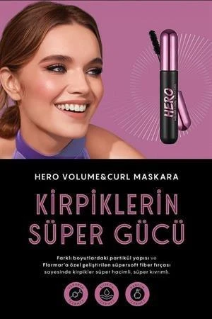 Flormar Hero Volume & Curl Siyah Maskara – Yoğun Hacim ve Kıvrık Kirpikler İçin Uzun Süre Kalıcı Etki - 3