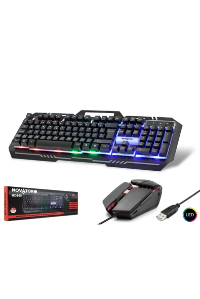 Novator Hd865 Kablolu Oyuncu Klavye Mouse Set Led Q Siyah ürün görseli