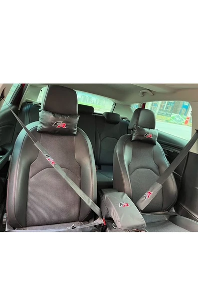 Seat Leon Fr Uyumlu Nakışlı Deri 1 Çift Deri Boyun Yastığı Ve Kemer Pedi Ve Kol Dayama Pedi ürün görseli