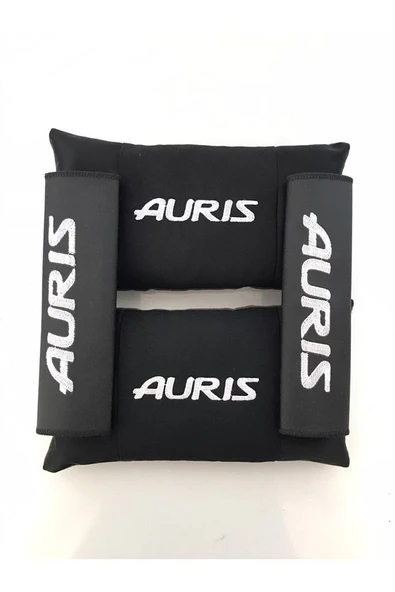 Toyota Auris Nakışlı Deri 1 Çift Boyun Yastık Ve 1 Çift Kemer Pedi - Resim 2