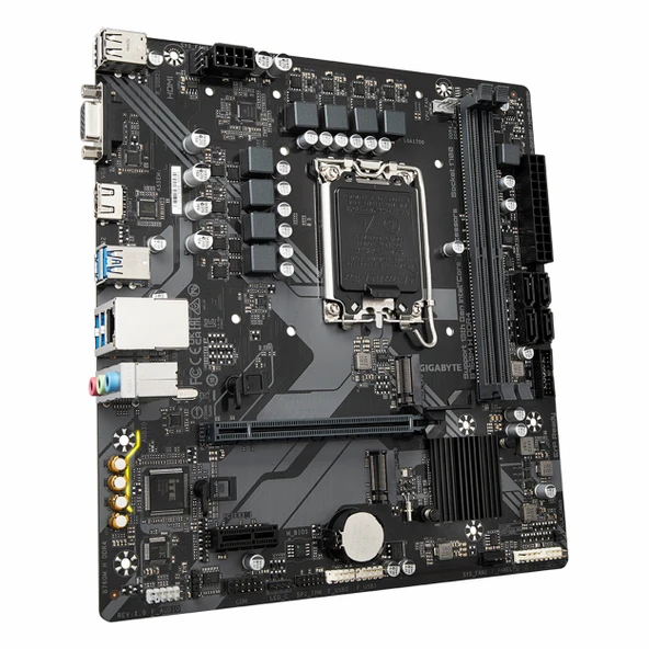 Gigabyte B760M H DDR4 (3200MHz)OC M.2 VGA/HDMI PCIe 4.0 1700P mATX Anakart - Resim 3
