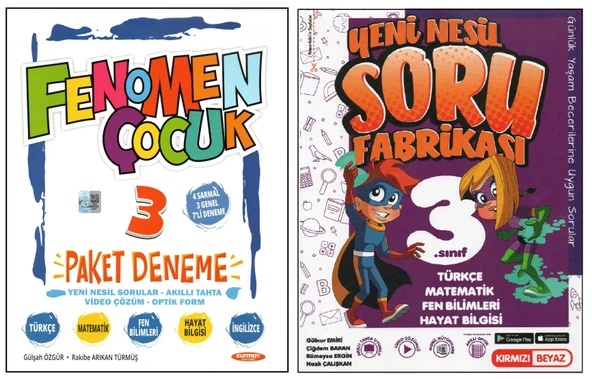 FENOMEN 3. PAKET DENEMESİ+KIRMIZI BEYAZ YENİ NESİL SORU FABRİKASI (2 KİTAP)