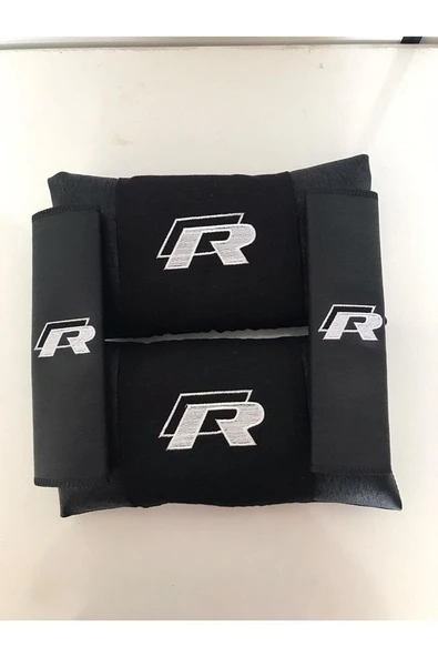 Golf Polo Passat Uyumlu R Nakışlı Deri 1 Çift Boyun Yastık Ve 1 Çift Kemer Pedi - Resim 2