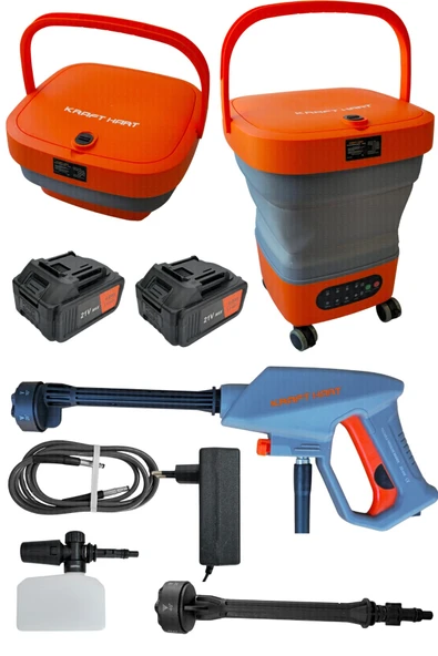 KRAFT HART 21V 4Ah Çift Akülü Katlanabilir Basınçlı Yıkama Makinesi 50 Bar Basınç Oto Araba Bahçe ürün görseli