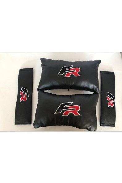 Seat Leon Fr Uyumlu Nakışlı Deri 1 Çift Boyun Yastık Ve 1 Çift Kemer Pedi ürün görseli