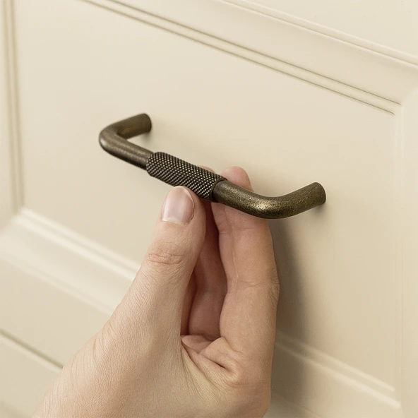 Tırtıklı Antik Sarı Metal Kulp 128 mm 12.8 cm Mobilya Çekmece Dolap Dolabı Modern Kapak Kulpları - Resim 3