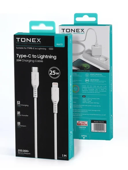 TONEX MA73 TYPE-C TO LİGHTNİNG KABLO