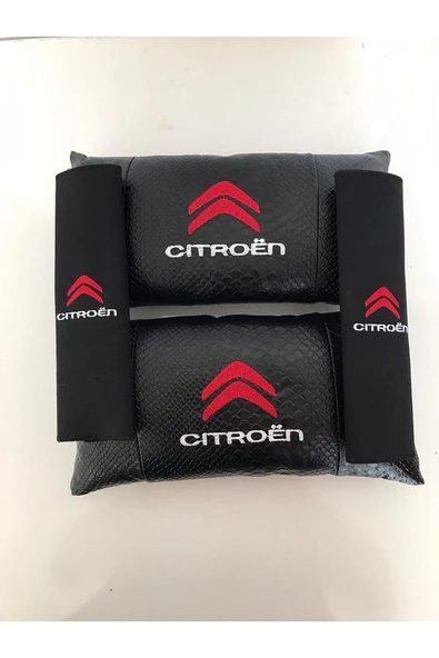Citroen Uyumlu Nakışlı Deri Boyun Yastık Ve Kemer Pedi - Resim 2
