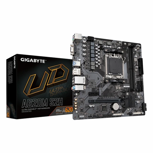 Gigabyte A620M S2H DDR5 (6400MHz)OC M.2 VGA/HDMI/DP PCIe 4.0 AM5 mATX Anakart ürün görseli 1