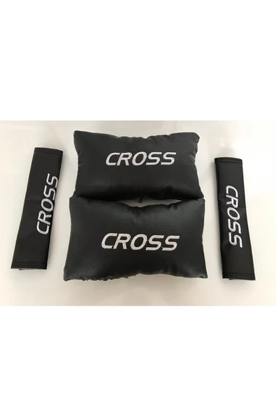 Fiat Egea Uyumlu Cross Nakışlı Deri Oto Boyun Yastığı Ve Kemer Pedi ürün görseli