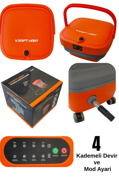 KRAFT HART 21V 4Ah Çift Akülü Katlanabilir Basınçlı Yıkama Makinesi 50 Bar Basınç Oto Araba Bahçe - Resim 3