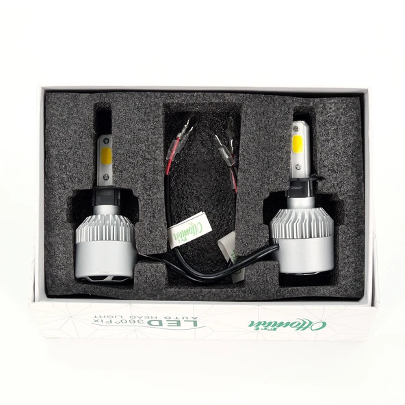 Mega Oto Market 360 Slim Led Fanlı Xenon Far Lambası Limon Sarısı H3 Soket ile Uyumlu - 3