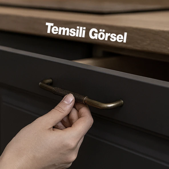 Uber Tırtıklı Antik Sarı Metal Kulp 160 mm 16 cm Mobilya Çekmece Mutfak Dolabı Dolap Modern Kapak - 3