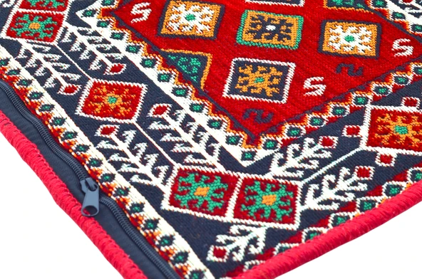Dekoratif Otantik Çift Taraflı Fermuarlı Kilim Şark Köşesi Minder Kılıfı (40cmx41cm) Mod5 - 2