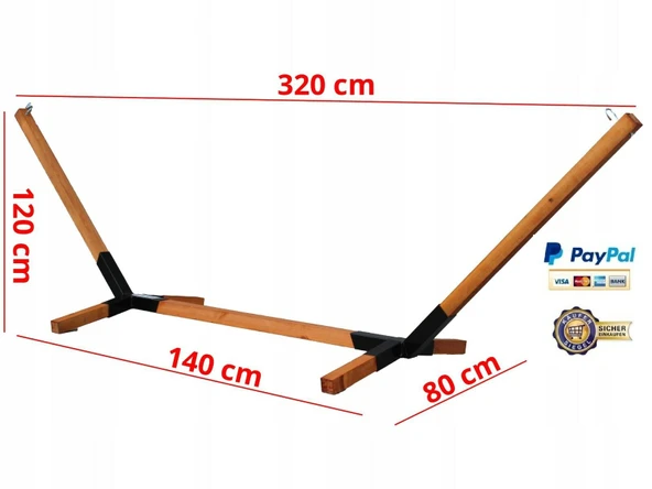 Metal Ayaklı Ahşap Bahçe Hamak Ayağı / Şık Ve Dayanıklı Tasarım Hamak Ayağı - 4