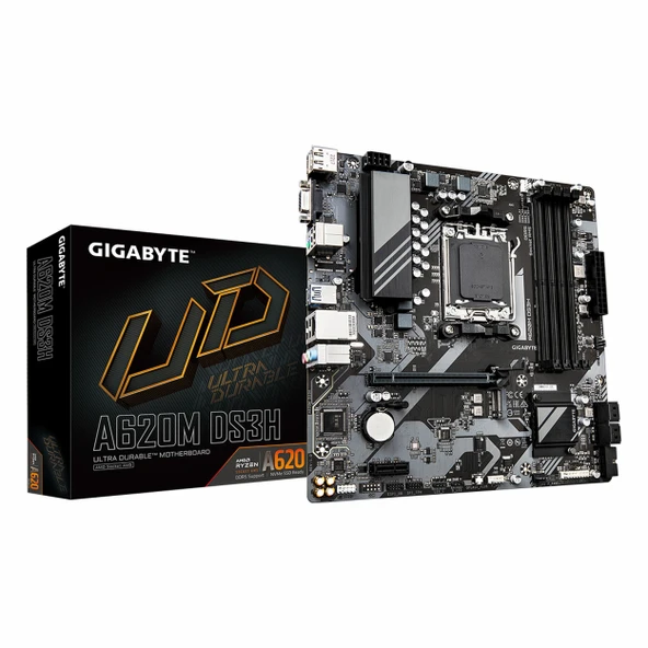 Gigabyte A620M DS3H DDR5 (6400MHz)OC M.2 VGA/HDMI/DP PCIe 4.0 AM5 mATX Anakart ürün görseli 1