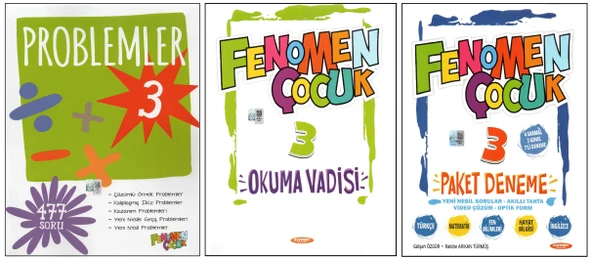 FENOMEN Ç. 3. SINIF PAKET DENEME+PROBLEMLER+OKUMA VADİSİ (3 KİTAP)