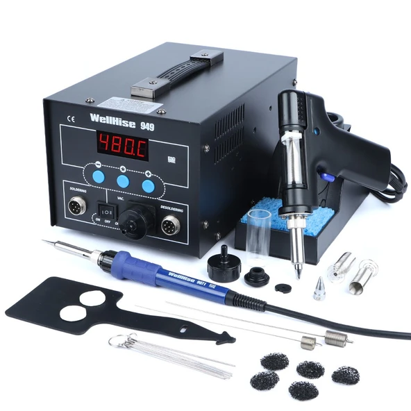 WellHise 949 Vakumlu Havya İstasyonu  Lehim Sökme Tabancalı Isı Ayarlı