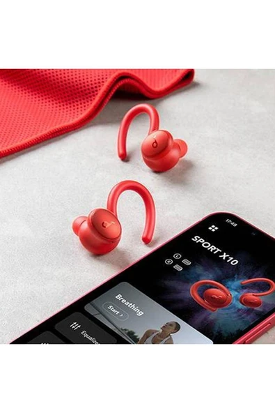 Anker Soundcore Sport X10 TWS Bluetooth 5.2 Kablosuz Kancalı Spor Kulaklık - IPX7 Suya Dayanıklı - Kırmızı - 4