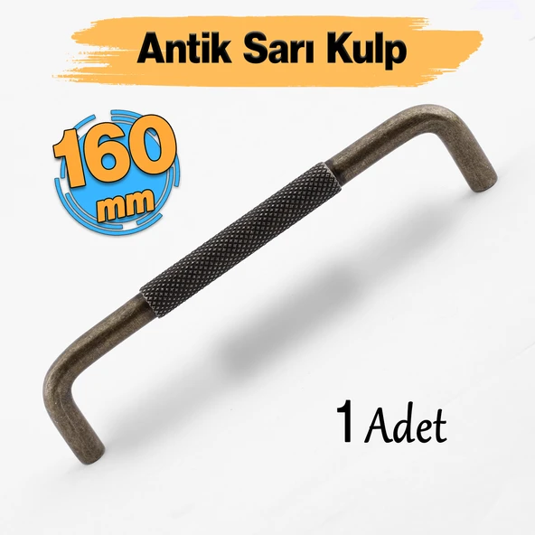 Uber Tırtıklı Antik Sarı Metal Kulp 160 mm 16 cm Mobilya Çekmece Mutfak Dolabı Dolap Modern Kapak