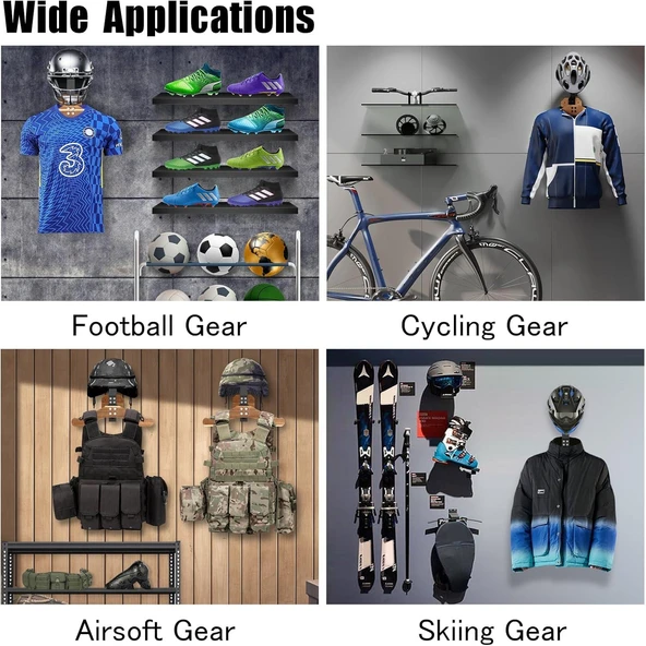 Kask Askısı - Motosiklet Kask Askısı Duvar Montajı, Masif Ahşap ve Ağır Hizmet Tipi Çelik Kask Duvar Montajı Motosiklet/Futbol/Bisiklet, Kayak/Taktik Ekipman Duvar Askısı - 5