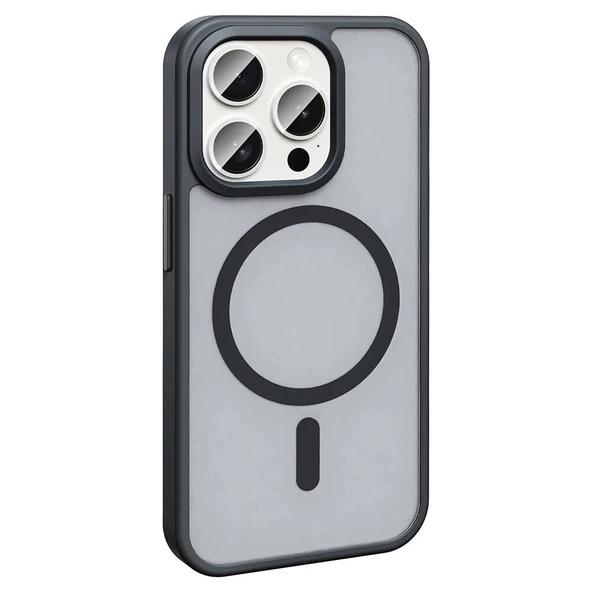 iPhone 15 Pro Max Uyumlu Kamera Korumalı Magsafe Wireless Şarj Özellikli Mat Silikon Kapak - 2