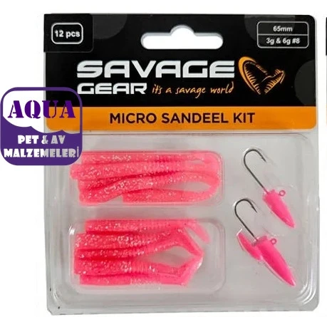Savage gear Lrf Micro Sandeel Kit 12 Adet (1+1.5+5)  Sahte Balık Pink Pembe