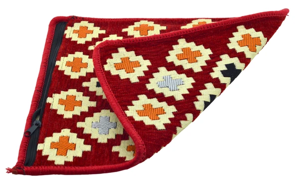 Dekoratif Otantik Çift Taraflı Fermuarlı Kilim Şark Köşesi Minder Kılıfı (40cmx41cm) Mod8 - 3