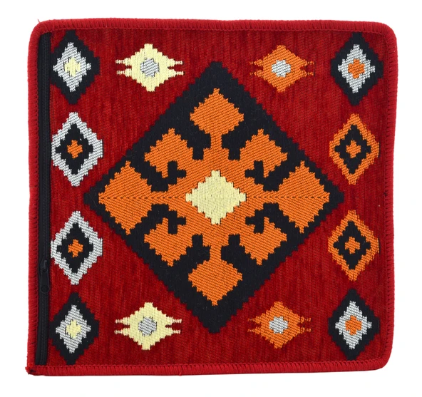 Dekoratif Otantik Çift Taraflı Fermuarlı Kilim Şark Köşesi Minder Kılıfı (40cmx41cm)  Mod9
