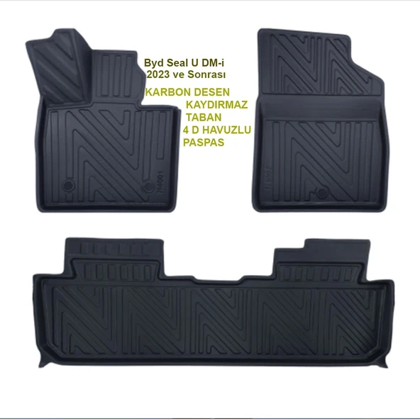 BYD Seal U DM-i 2023 ve Sonrası 4D Premium Havuzlu Paspas-Kaydırmaz Taban