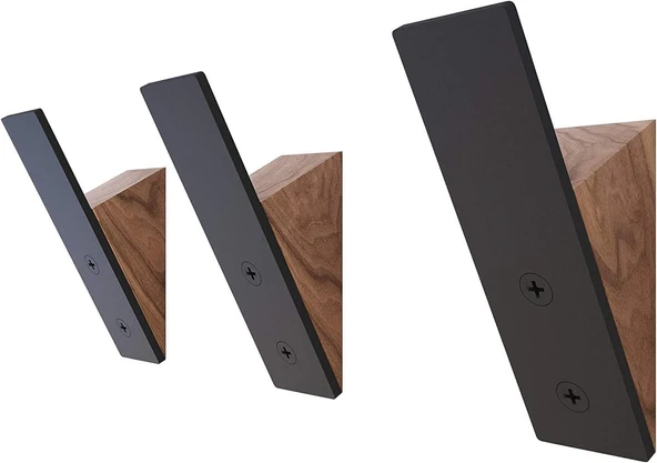 Duvar Askılığı Askısı - 3'lü Set - Metal Ahşap Siyah Metal Askılar, Duvar Askıları - Dekoratif Duvar Askıları - Duvar Askıları ürün görseli 1