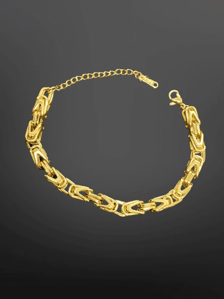 Zincir Model 316L Çelik Gold Renk Bileklik | Modern Bileklik | Ayarlanabilir Tasarım ürün görseli 1