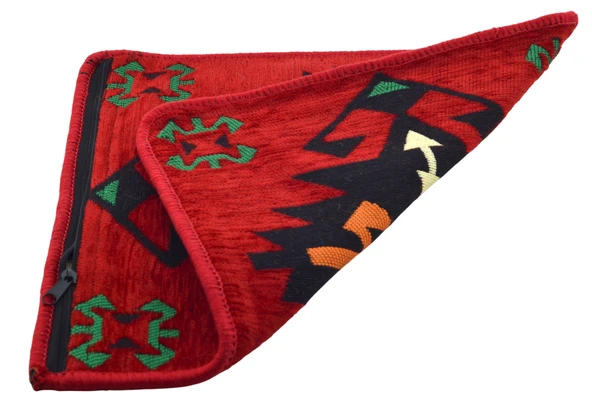 Dekoratif Otantik Çift Taraflı Fermuarlı Kilim Şark Köşesi Minder Kılıfı (40cmx41cm) Mod11 - 2