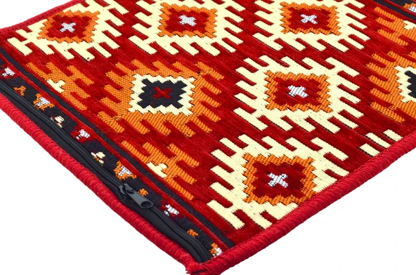 Dekoratif Otantik Çift Taraflı Fermuarlı Kilim Şark Köşesi Minder Kılıfı (40cmx41cm) Mod7 - 2