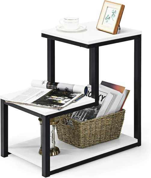 3 Katlı Kanepe Sehpası, Saklama Raflı Sehpa, Komodin, Merdiven Şeklinde Sehpa, Oturma Odası veya Yatak Odası için sehpa