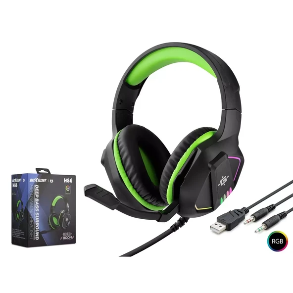 Hadron H86 Oyuncu Kulaklığı 2 3.5Mm + Usb Rgb Siyah